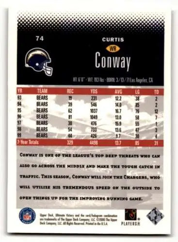 Curtis Conway football card from 2000 Upper Deck Ultimate Victory with original gloss