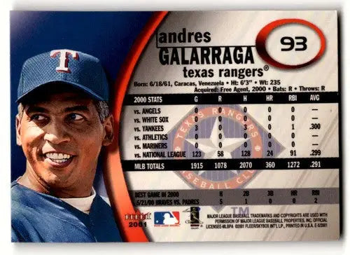 Andres Galarraga Texas baseball card with original gloss from 2001 Fleer E-X #93