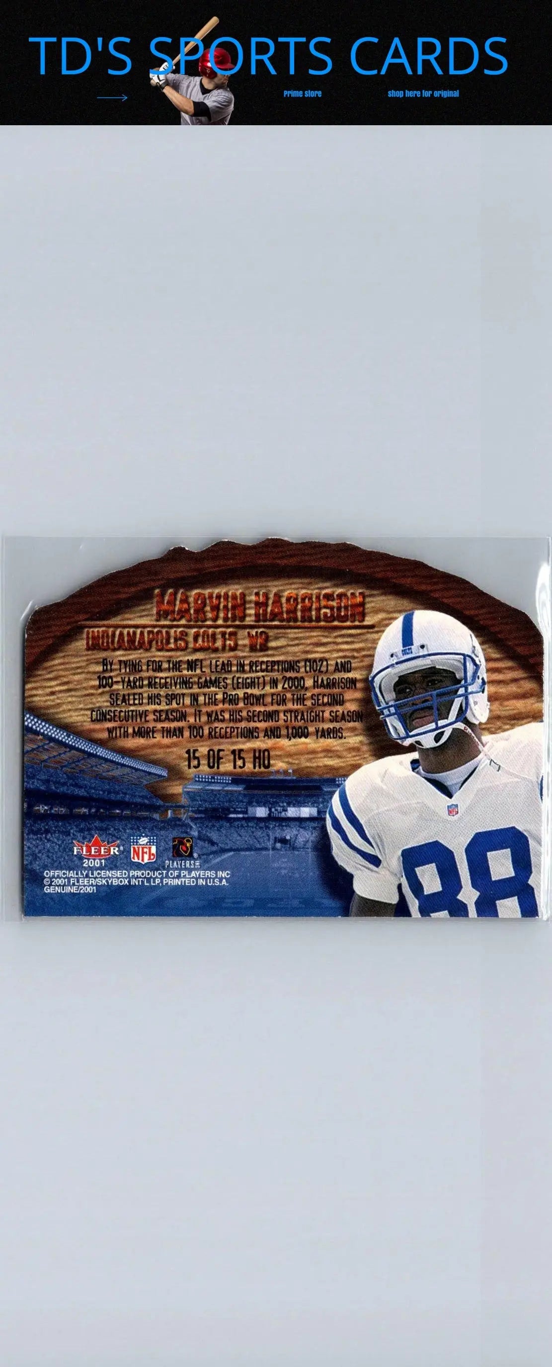 Marvin Harrison football card from 2001 Fleer Genuine Hawaii Live series