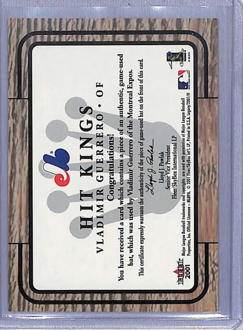 Hit Kings Baseball Card featuring Pepsi logo and NNO Vladimir Guerrero on white background