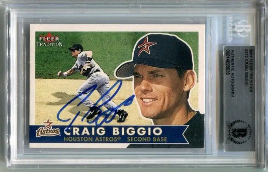 Craig Biggio autographed baseball card from 2001 Fleer Tradition Craig Biggio #272
