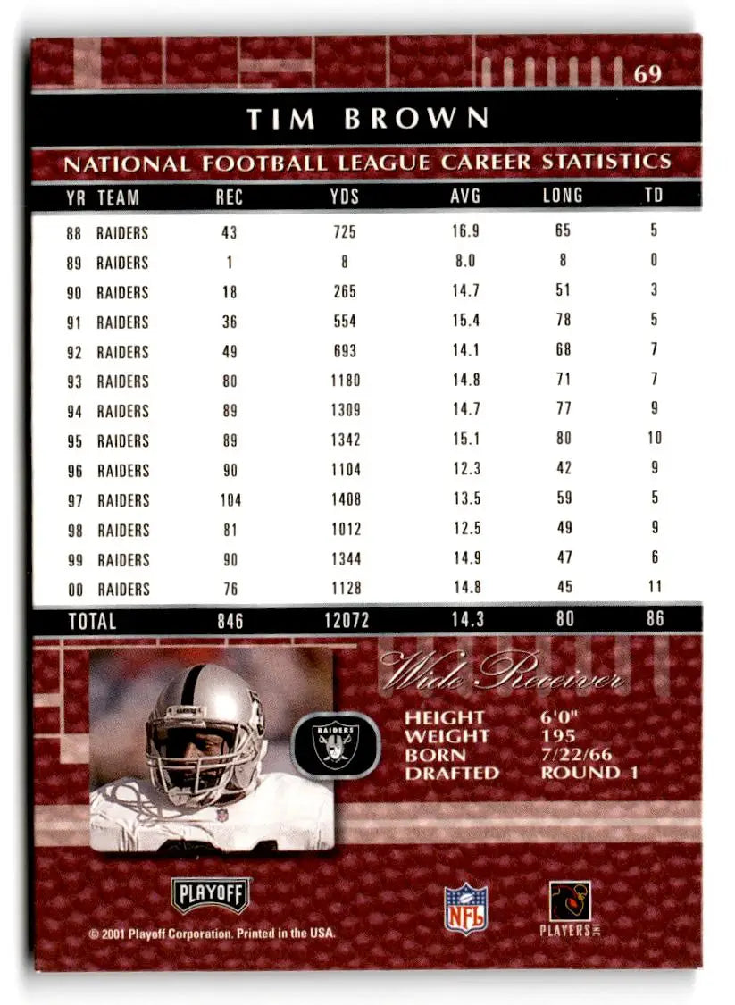 2001 Playoff Absolute Memorabilia #69 Tim Brown - Trading Card