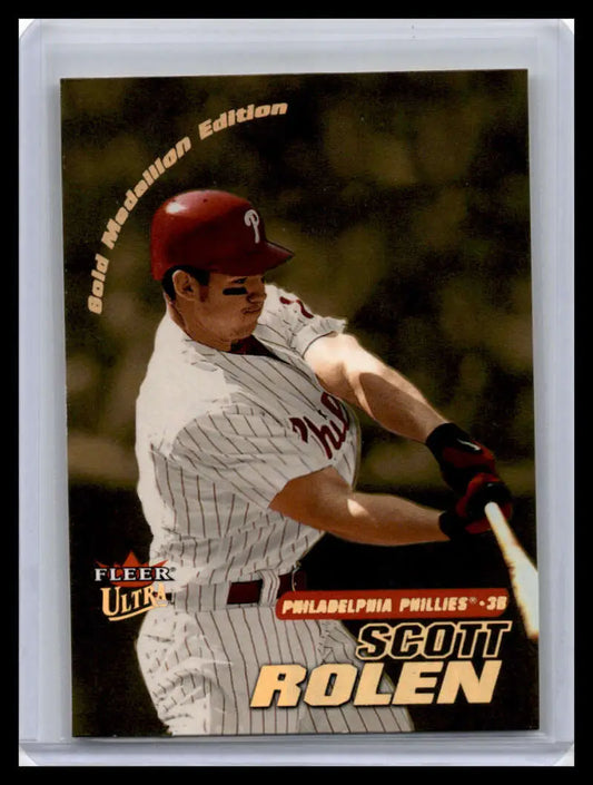 2001 Ultra 114G Scott Rolen Philadelphia Phillies baseball card in pinstriped uniform