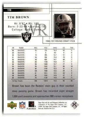 2001 Upper Deck #118 Tim Brown - Trading Cards