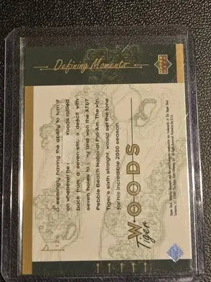2001 Upper Deck Tiger Woods golf card featuring iconic Tiger Woods trading card