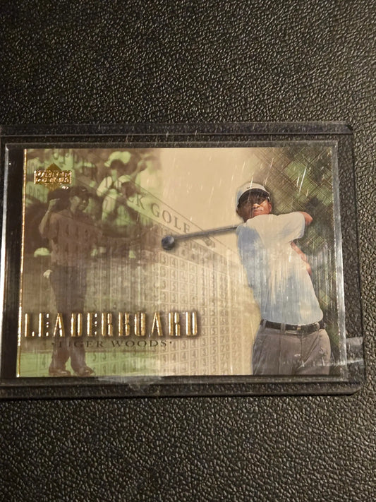 Collectible Tiger Woods golf trading card from 2001 Upper Deck #90