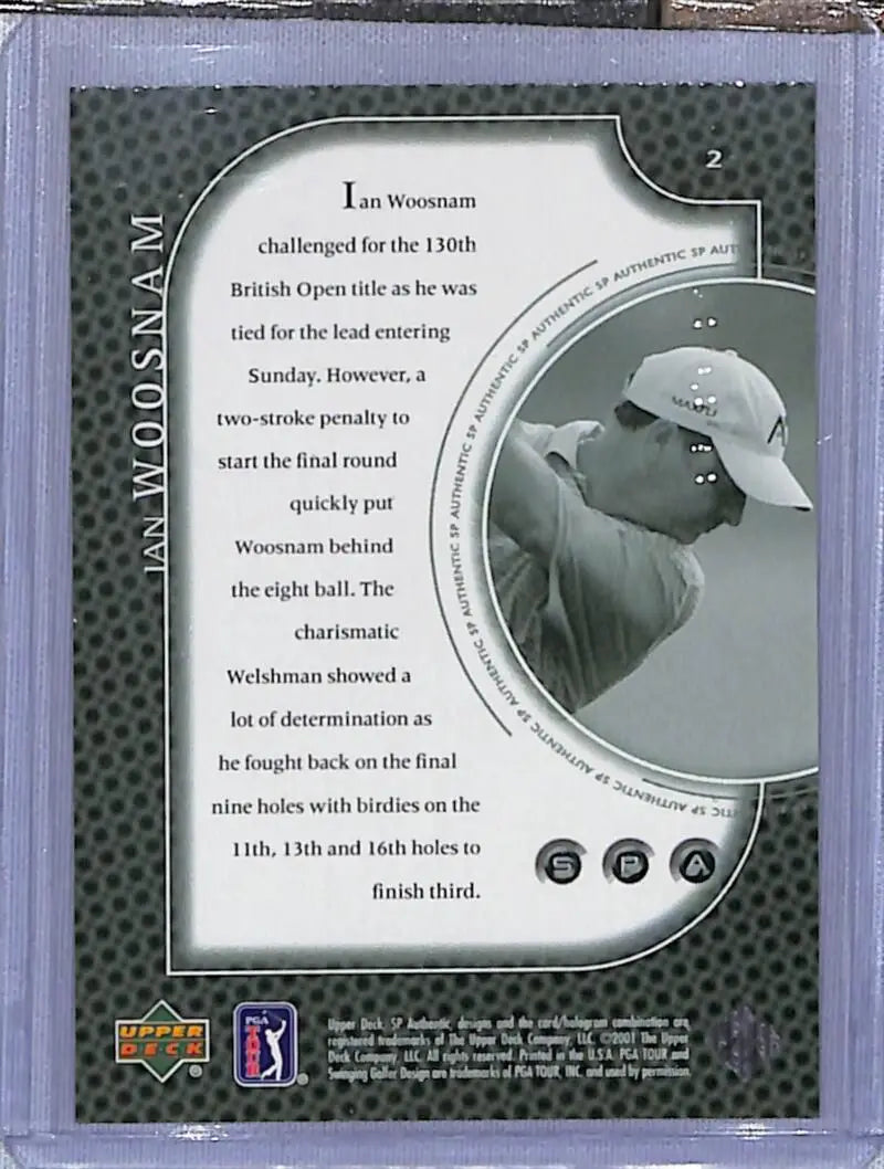 2001 Upper Deck SP Authentic Preview Ian Woosnam Golf Card featuring circular photo element