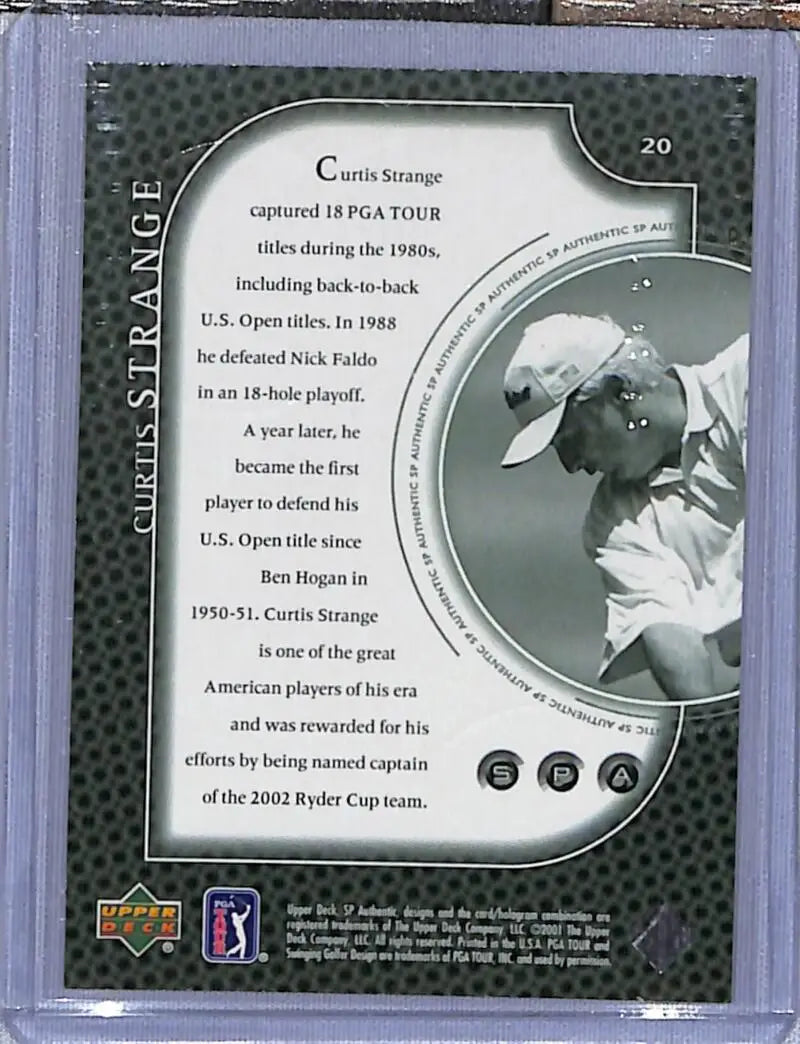 Golf trading card of Curtis Strange from 2001 Upper Deck SP Authentic Preview