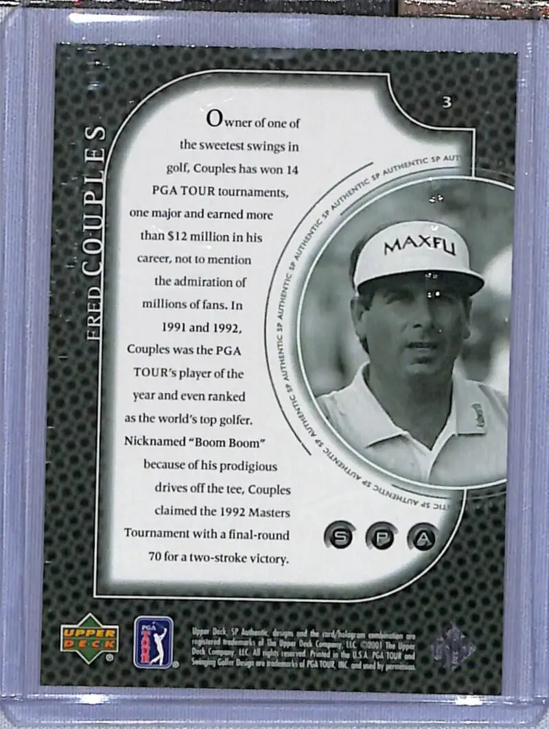 Fred Couples golf card from 2001 Upper Deck SP Authentic Preview series