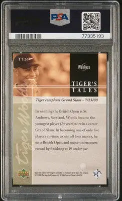 Graded Tiger Woods trading card from Upper Deck Tales Tiger Woods series PSA 8