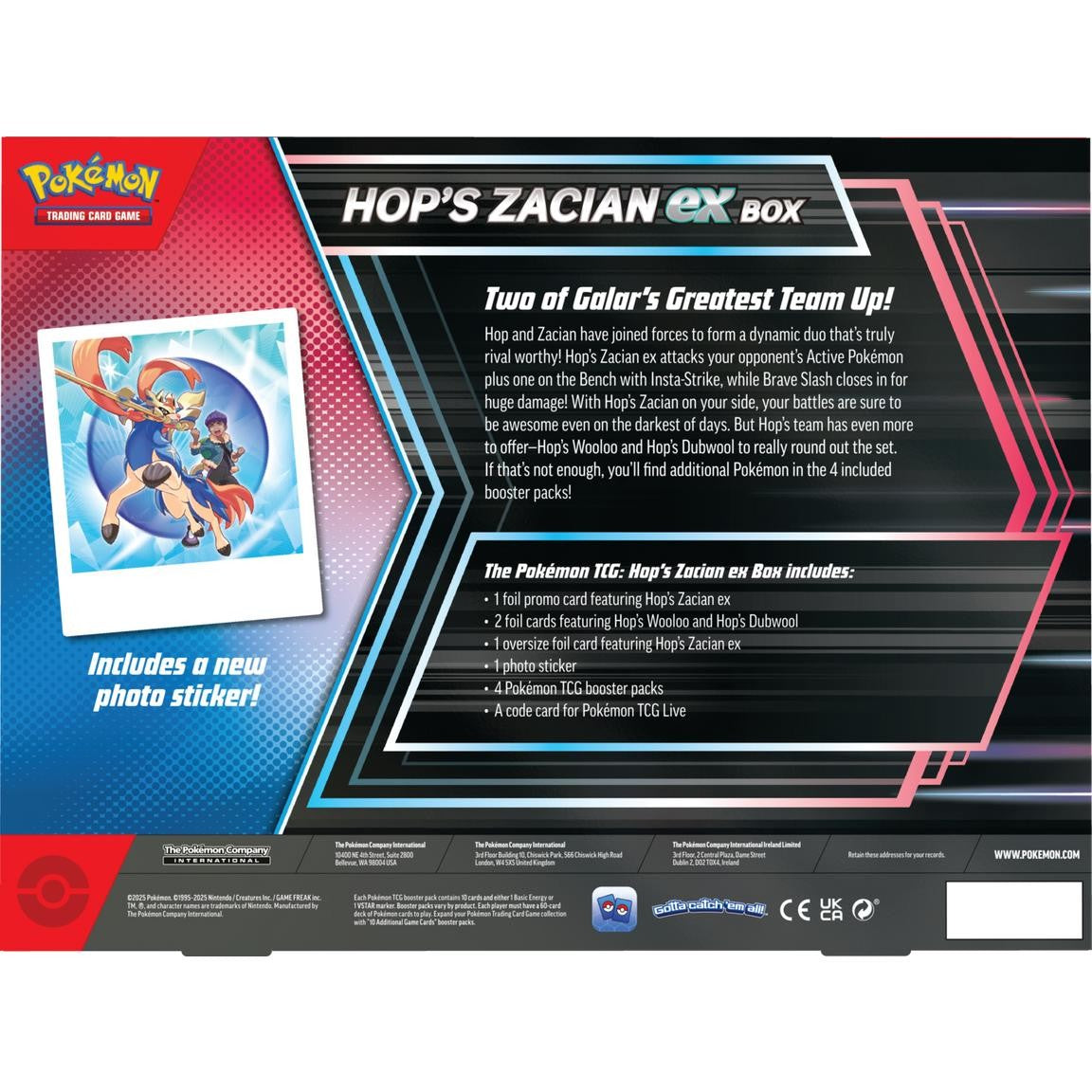 Pokemon Hop's Zacian EX Box