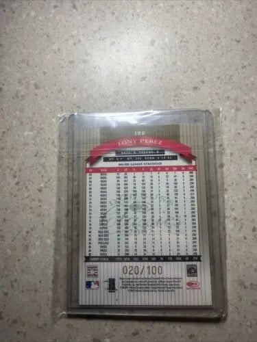 Encased 2002 Donruss Timeless Tributes Tony Perez sports trading card with signature