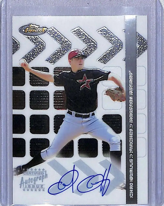 Baseball trading card of Chad Qualls auto in black jersey for Houston Astros