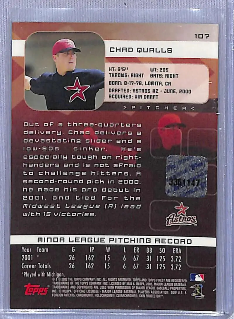 Chad Qualls Auto Houston Astros baseball card featuring a minor league pitcher
