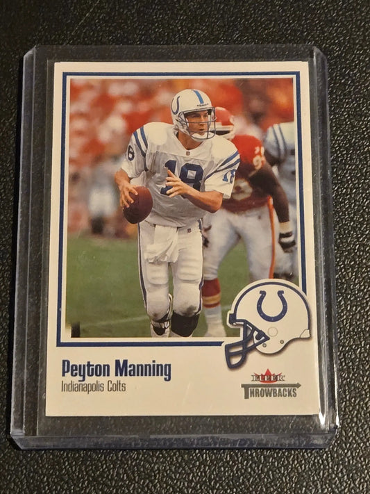 Peyton Manning Indianapolis Colts football card from Fleer Throwbacks 2002 series