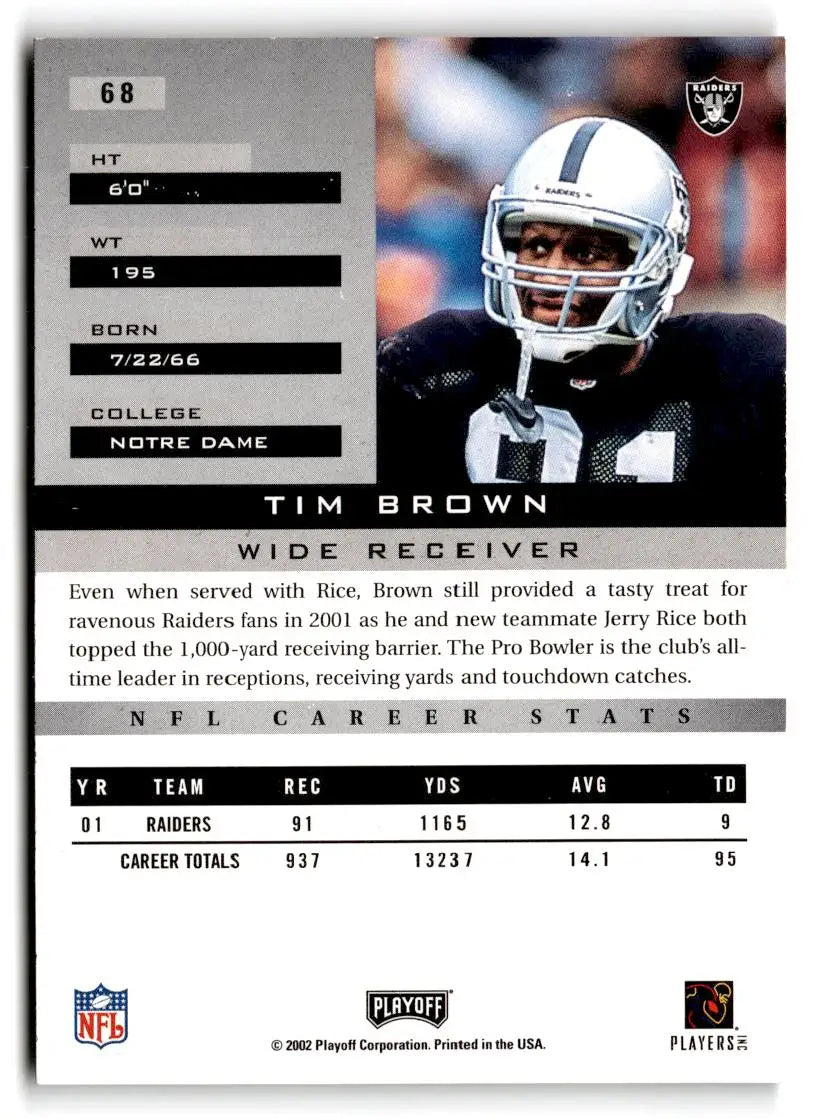 2002 Playoff Honors #68 Tim Brown - Trading Card