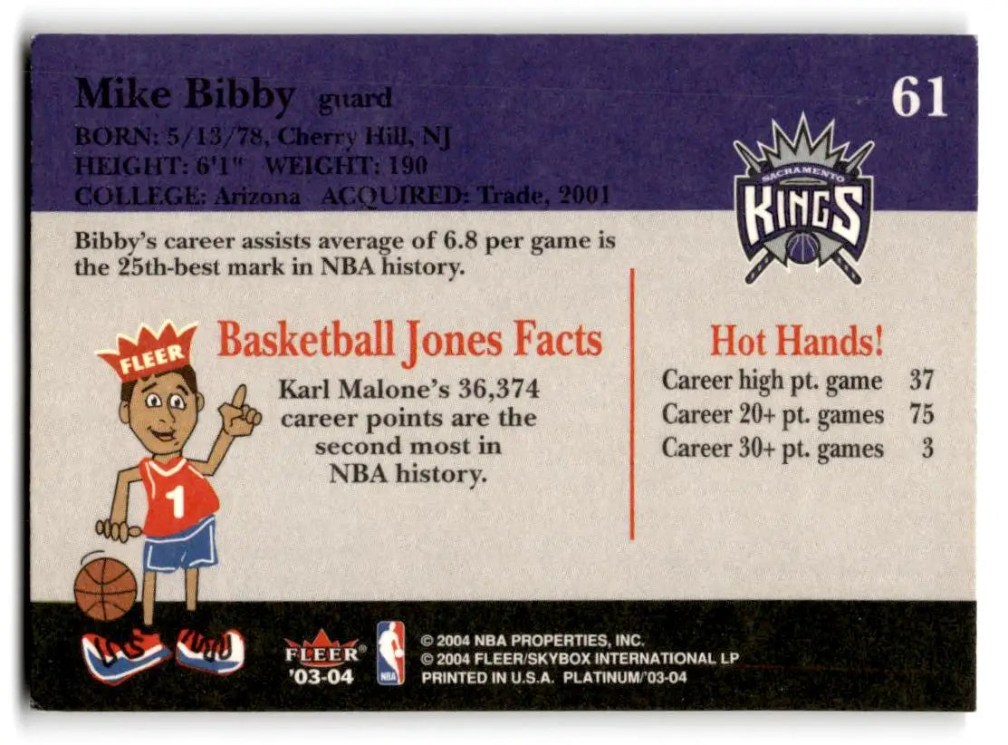 2003-04 Fleer Platinum #61 Mike Bibby - Trading Card