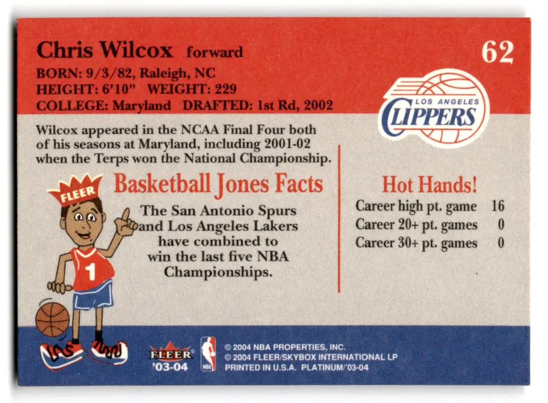 2003-04 Fleer Platinum #62 Chris Wilcox - Trading Card