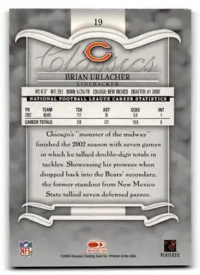 Brian Urlacher 2003 Donruss Classics #19 trading card in mint condition