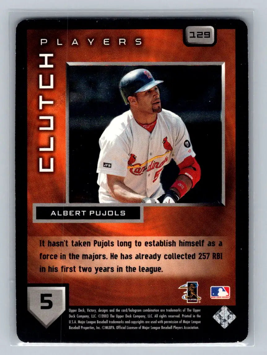2003 Upper Deck Victory #129 Albert Pujols baseball card for St. Louis Cardinals collectors