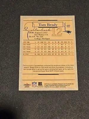 Tom Brady football card from Fleer Sweet Sigs 2004 Fleer Sweet series