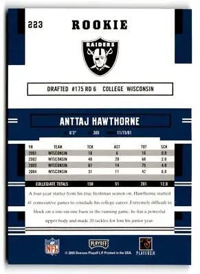Anttaj Hawthorne rookie card from 2005 Playoff Prestige trading cards collection