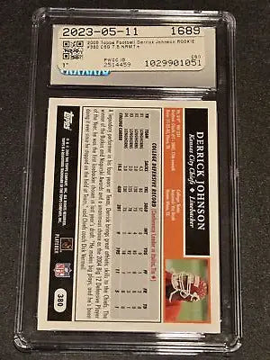 Encased Derrick Johnson rookie card Kansas City Chiefs Derrick Johnson SGC 7.5