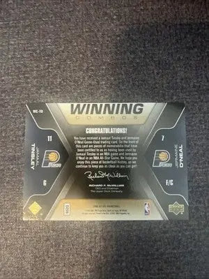 SPX Winning Combos basketball card featuring Jamaal Tinsley and Jermaine O’Neal jersey