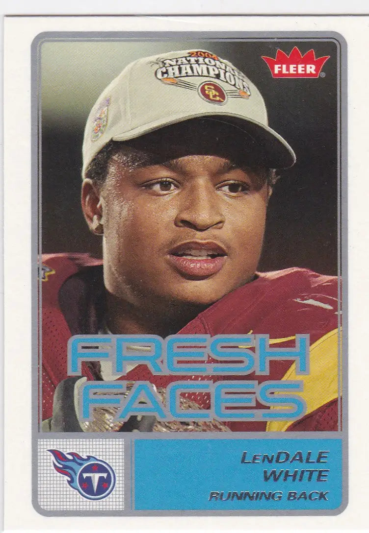 Tennessee Titans Fleer Fresh Faces trading card of LenDale White RC in red jersey