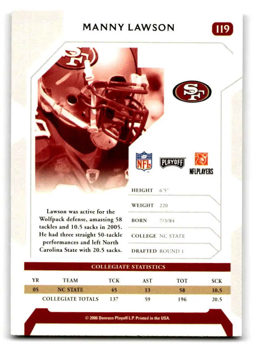 2006 Playoff NFL Playoffs #119 Manny Lawson - Trading Card