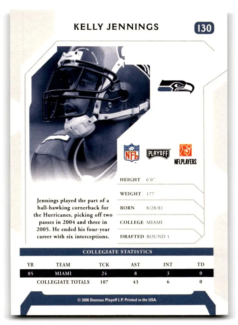 2006 Playoff NFL Playoffs #130 Kelly Jennings - Trading Card