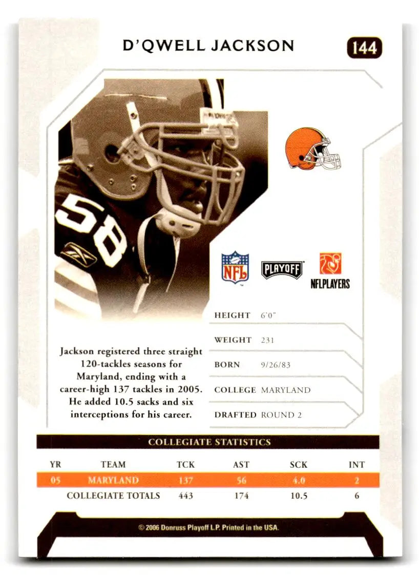 2006 Playoff NFL Playoffs #144 D’Qwell Jackson - Trading Card