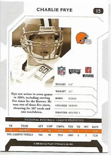 2006 Playoff NFL Playoffs #15 Charlie Frye NM-MT Browns football card original gloss