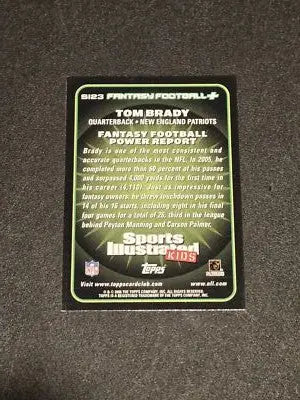 Tom Brady fantasy football card from 2006 Topps Total SI23 Tom Brady Sports Illustrated for Kids
