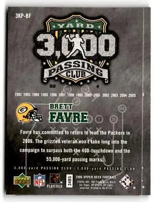 Brett Favre trading card from Upper Deck celebrating 55,000 yard passing club milestone