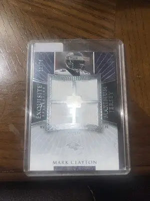 Encased Mark Clayton football card from 2006 Upper Deck Exquisite Collection featuring jersey