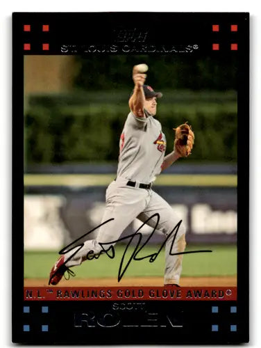 Signed Scott Rolen baseball card with original gloss from 2007 Topps #302 Cardinals