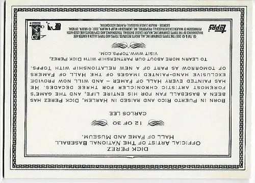 2007 Topps Allen and Ginter Dick Perez Sketches #12 Carlos Lee NM-MT Astros - Trading Cards