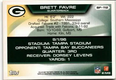 Brett Favre football card from the 2007 Topps Brett Favre Collection