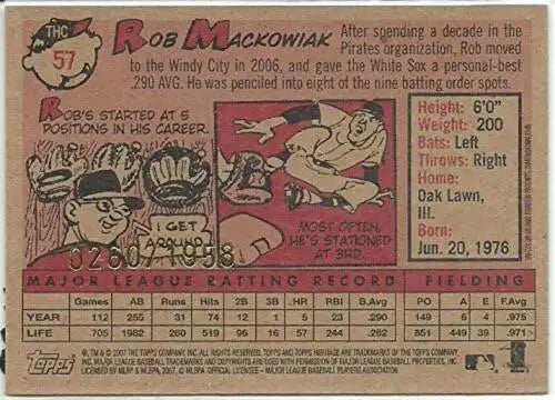 2007 Topps Heritage Chrome THC57 Rob Mackowiak baseball card with original gloss finish