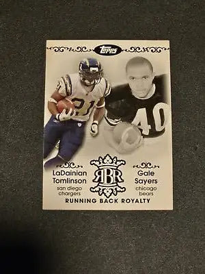 Football trading card featuring LaDainian Tomlinson and Gale Sayers Running Back Royalty