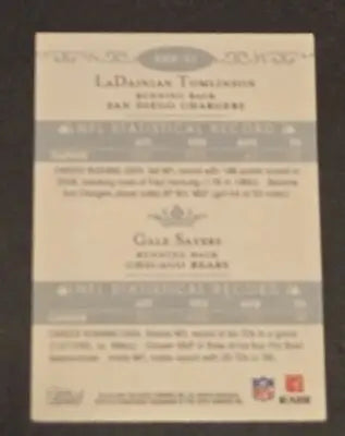 Football trading card featuring LaDainian Tomlinson and Gale Sayers Running Back Royalty