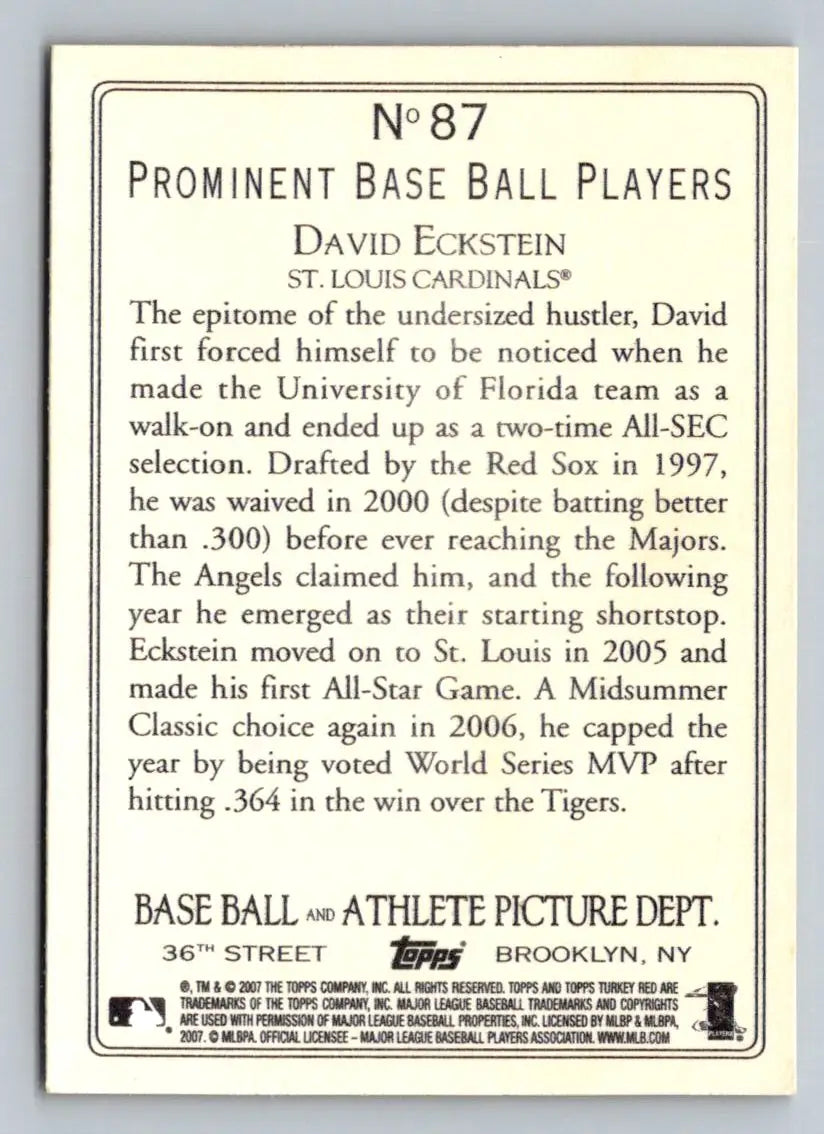 David Eckstein 2007 Topps Turkey Red baseball card St. Louis Cardinals collectible
