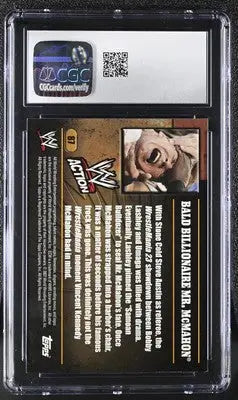 Graded Topps WWE Action Bald Wrestling Card featuring Bald Billionaire Mr. McMahon CGC 9