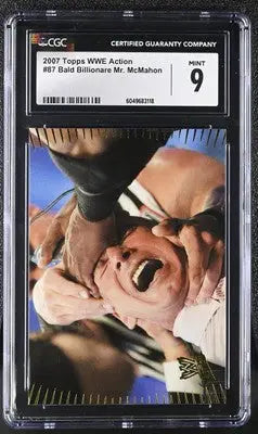Graded 2007 Topps WWE Action Bald Billionaire Mr. McMahon wrestling card CGC 9