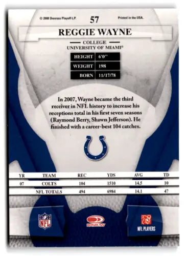 Reggie Wayne football card from 2008 Leaf Certified, featuring original gloss design