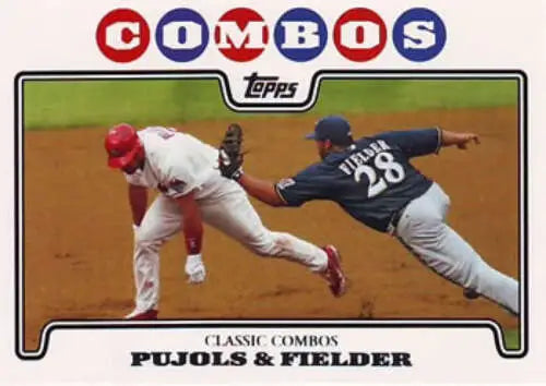 2008 Topps #536 Baseball Card featuring Albert Pujols and Prince Fielder in original gloss