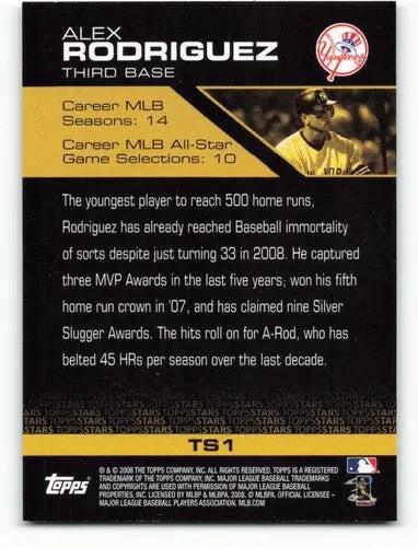 2008 Topps Topps Stars #TS1 Alex Rodriguez NM-MT Yankees ID:58419 - Trading Cards