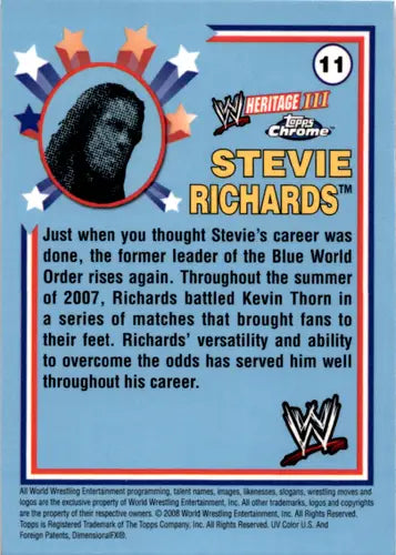 Stevie Richards wrestling card from 2008 Topps WWE Heritage Chrome III with original gloss