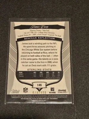 James Casey Bowman Sterling Reflection card Houston Texans 2009 #145 #/999